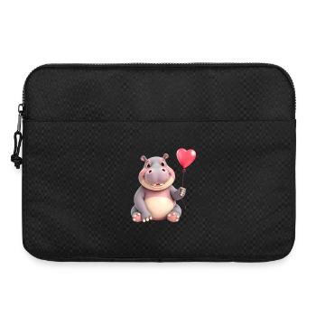 Liebes-Hippo mit rotem Herzballon - Laptoptasche 15" - Schwarz - Vorne