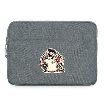 Gladiator Krieger Hamster mit Schild und Schwert - Laptoptasche 15" - Grau meliert - Vorne