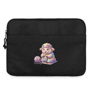Schaf Wolle - Schaf strickt - Schaf stricken - Laptoptasche 15" - Schwarz - Vorne