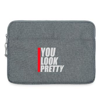 You Look Pretty Funny Complement Self Love Logo - Laptop bag 15" - heather grey - Front