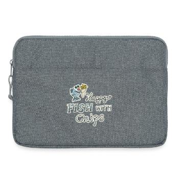 Poisson avec des frites! Nourriture délicieuse dicton drôle - Sacoche pour ordinateur portable 15 pouces - gris chiné - Devant