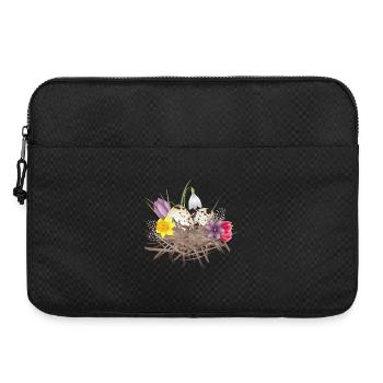 Frühlings Nest mit Eier,Federn und Frühlingsblüten - Laptoptasche 15" - Schwarz - Vorne