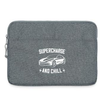 Supercharge And Chill - for electric car fans - Laptop bag 15" - heather grey - Front