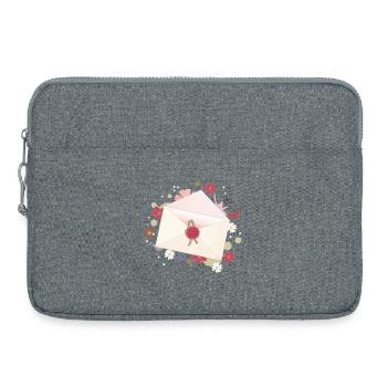 floraler Briefumschlag mit Blüten und Siegel - Laptoptasche 15" - Grau meliert - Vorne