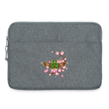 Stephanorrhina guttata species with magnolia - Laptop bag 15" - heather grey - Front