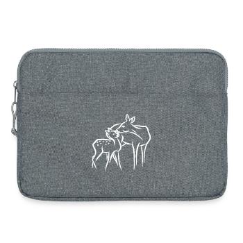 Chevreuil au faon - Sacoche pour ordinateur portable 15 pouces - gris chiné - Devant