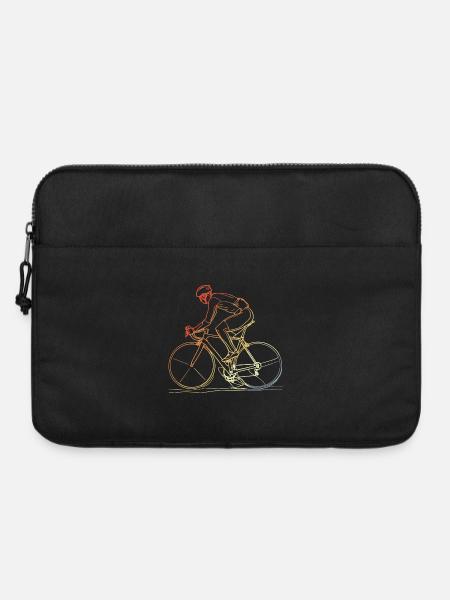 Radfahrer Line Art Retro - Laptoptasche 15" - Schwarz