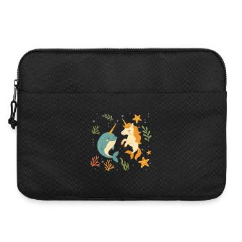 Süßes Meeres-Einhorn und ein fröhlicher Narwal - Laptoptasche 15" - Schwarz - Vorne