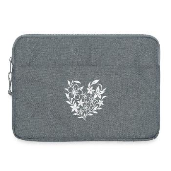 Motif de cœur floral en blanc - Sacoche pour ordinateur portable 15 pouces - gris chiné - Devant