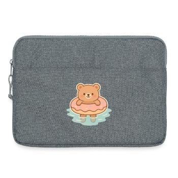Cute teddy bear in the water - Laptop bag 15" - heather grey - Front