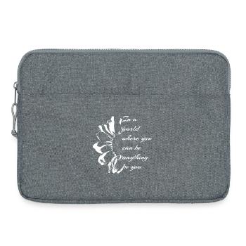 Motif floral avec citation inspirante - Sacoche pour ordinateur portable 15 pouces - gris chiné - Devant