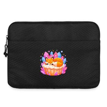 Sleeping fox in crystal cupcake - Laptop bag 15" - black - Front