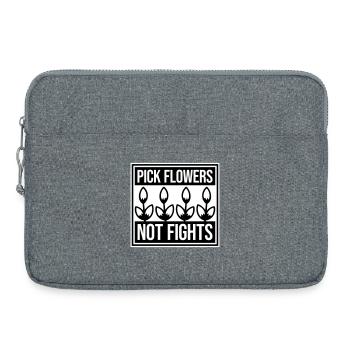 Pick Flowers Not Fights Blumen Frieden Lustig Logo - Laptoptasche 15" - Grau meliert - Vorne