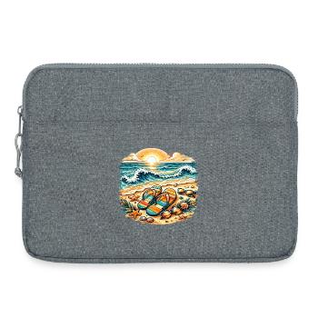 Sunset on the beach illustration - Laptop bag 15" - heather grey - Front