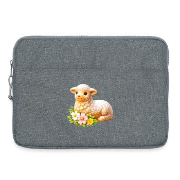 Motif traditionnel de l’agneau de Pâques avec sucre glace - Sacoche pour ordinateur portable 15 pouces - gris chiné - Devant