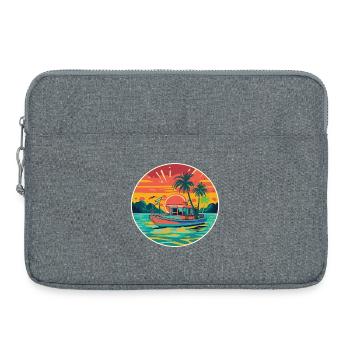Retro Boot Sonnenuntergang Tropen - Laptoptasche 15" - Grau meliert - Vorne