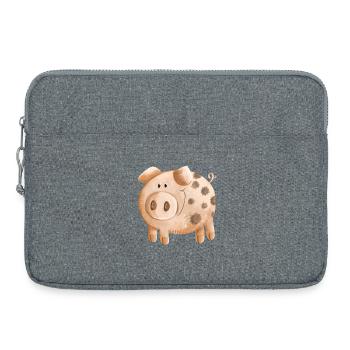 Little pink piggy - pig - piglet - Laptop bag 15" - heather grey - Front