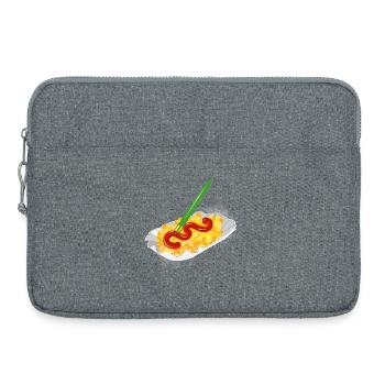 French fries with ketchup in a cardboard bowl and fork - Laptop bag 15" - heather grey - Front