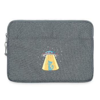 Humorvoller UFO-Katzen-Print - Laptoptasche 15" - Grau meliert - Vorne