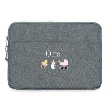 Oma 2023 Geburt Mädchen Vorlage personalisierbar - Laptoptasche 15" - Grau meliert - Vorne