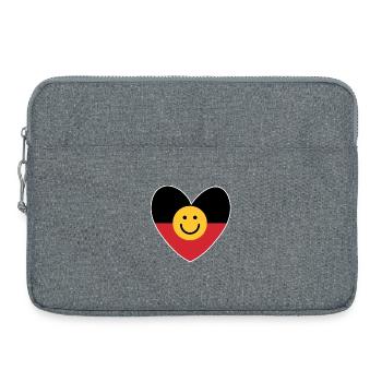 Australian Aboriginal heart with smile face - Laptop bag 15" - heather grey - Front