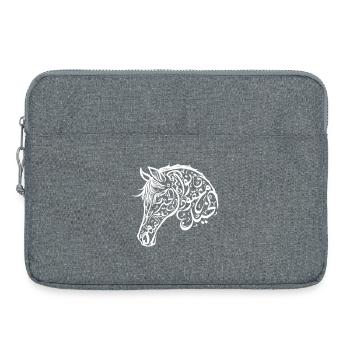 Art Tête de Cheval en Calligraphie Arabe - Sacoche pour ordinateur portable 15 pouces - gris chiné - Devant