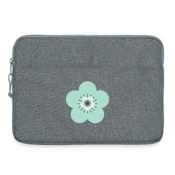 Vert menthe et fleur bleue - Sacoche pour ordinateur portable 15 pouces - gris chiné - Devant