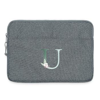 U Monogramm, Floral, personalisierbar - Laptoptasche 15" - Grau meliert - Vorne