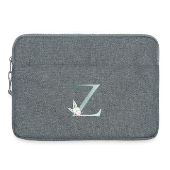 Z Monogram, Floral, Personnalisable - Sacoche pour ordinateur portable 15 pouces - gris chiné - Devant