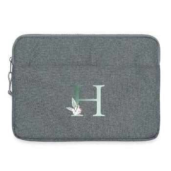 H Monogramm, Floral, personalisierbar - Laptoptasche 15" - Grau meliert - Vorne