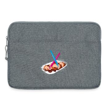 Currywurst mit zwei Gabeln-Kultiges Fastfood-Motiv - Laptoptasche 15" - Grau meliert - Vorne