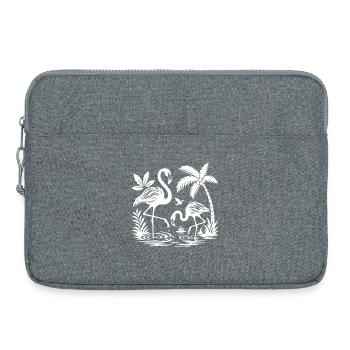 Tropical Flamingo and Palm Scene - Laptop bag 15" - heather grey - Front