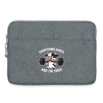 Angry Cow Lifting Weights Illustration - Laptop bag 15" - heather grey - Front