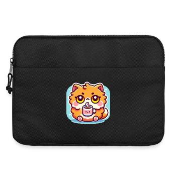 Chat Café Mignon, Kawaii - Sacoche pour ordinateur portable 15 pouces - noir - Devant