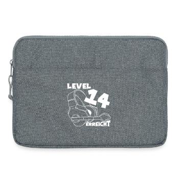 Level 14 erreicht Gaming Motiv 14. - Laptoptasche 15" - Grau meliert - Vorne