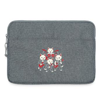 Rock Band Cats Playing Drums Guitars Music Graphic - Laptop bag 15" - heather grey - Front