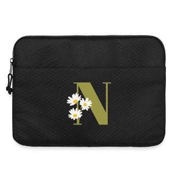 Grüner Buchstabe n Gänseblümchen - Laptoptasche 15" - Schwarz - Vorne