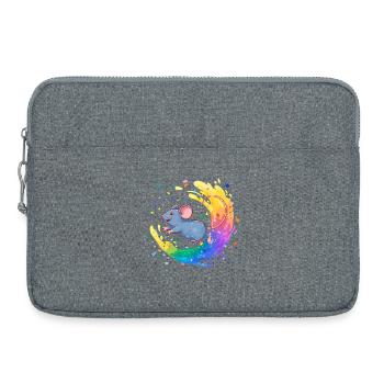 Souris colorée dans un tourbillon de couleurs - Sacoche pour ordinateur portable 15 pouces - gris chiné - Devant