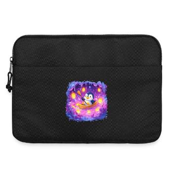 Leuchtender Pinguin im Höhlenboot - Laptoptasche 15" - Schwarz - Vorne