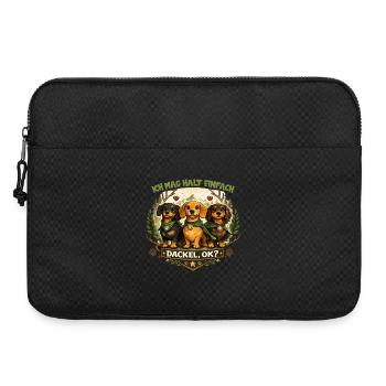 Dackel Natur Wappen Motiv mit Herz und Spruch - Laptoptasche 15" - Schwarz - Vorne