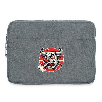 Logo rétro du Taureau en Colère - Sacoche pour ordinateur portable 15 pouces - gris chiné - Devant