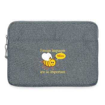 Bee with speech bubble - Laptop bag 15" - heather grey - Front