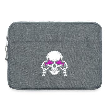 Skull and crossbones with fish - Laptop bag 15" - heather grey - Front