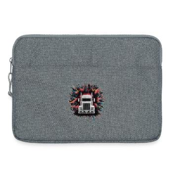 Empreinte de camion semi-remorque cargo - Sacoche pour ordinateur portable 15 pouces - gris chiné - Devant