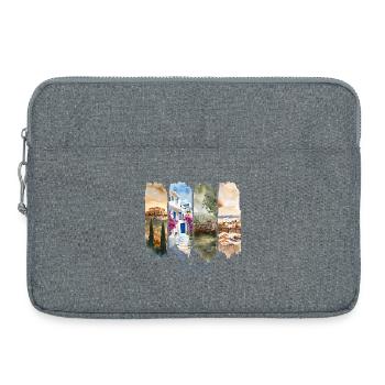 Athens Design – Greece Travel Motif - Laptop bag 15" - heather grey - Front