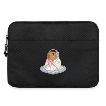 Couverture d’oreilles capybara mignonne - Vêtements douillets - Sacoche pour ordinateur portable 15 pouces - noir - Devant