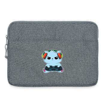 Gamer-Katze - Laptoptasche 15" - Grau meliert - Vorne