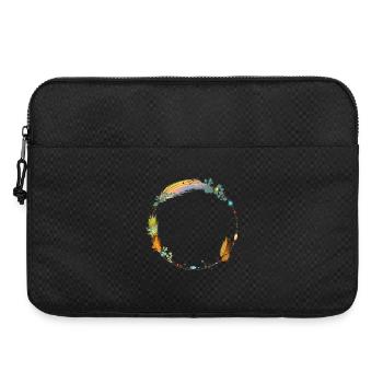 zarter Rahmen aus Federn und Ethno Symbolen - Laptoptasche 15" - Schwarz - Vorne