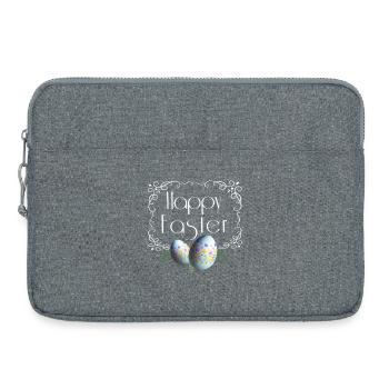 Happy Easter lettering with Easter eggs - Laptop bag 15" - heather grey - Front