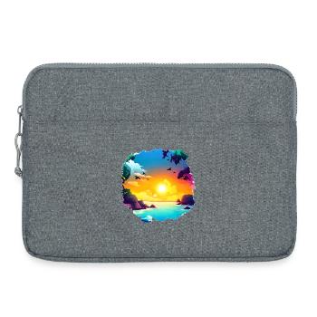 Summer Sunset Beach Watercolor - Laptop bag 15" - heather grey - Front